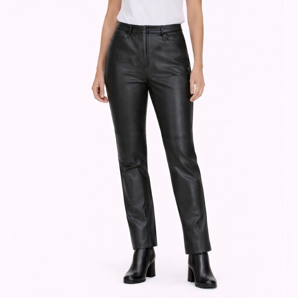 Vintage Genuine Black Leather Straight Leg Pants